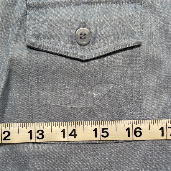 Women's Casual Light Blue Button-Up Blouse - Picture 3 of 4